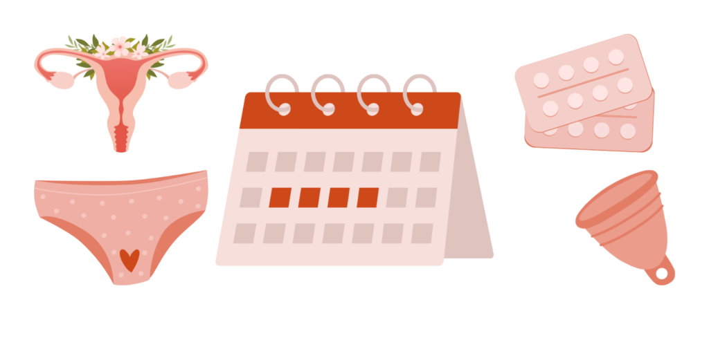 Late period signs and menstrual cycle illustration